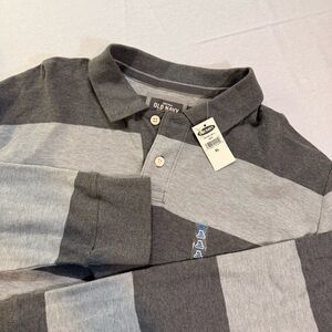 NWT Old Navy Rugby Polo XL Gray Colorblock Striped Long Sleeve Preppy Academia